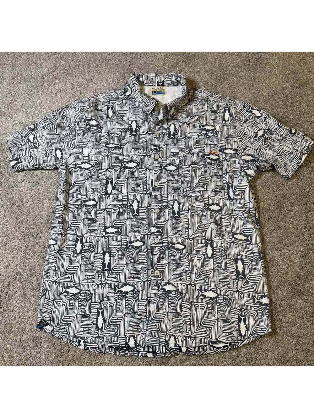 Salt Life SLX Short Sleeve Button Down Shirt Size Large